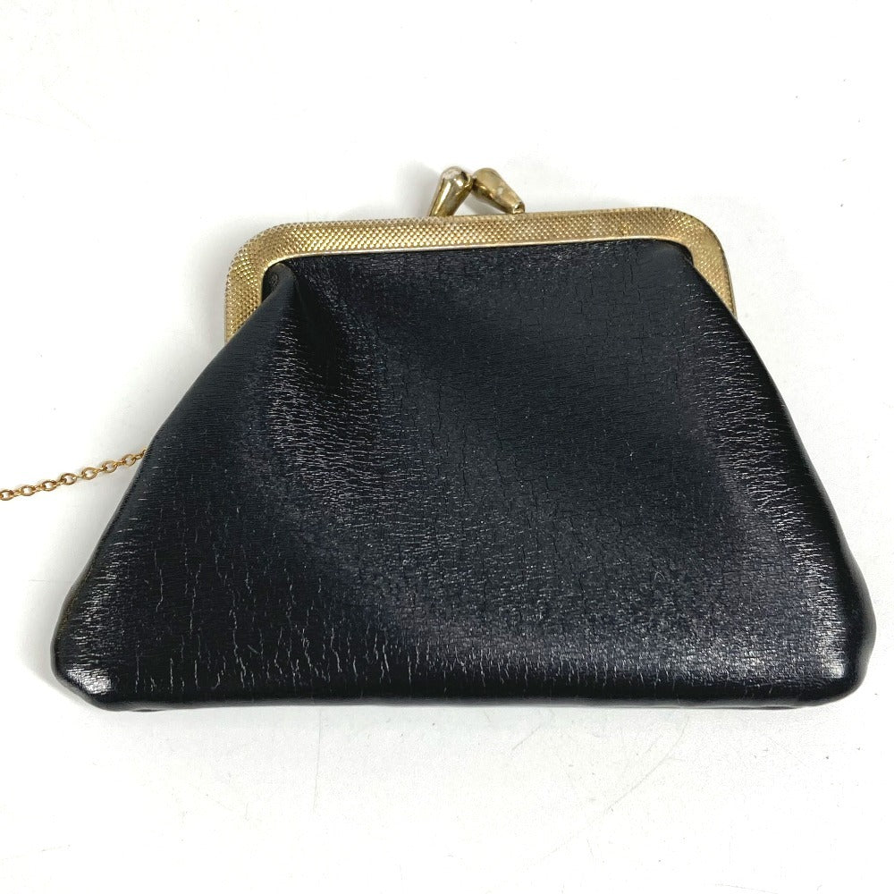 Dior ヴィンテージ CDロゴ カバン フラップ がま口コインケース 財布 小銭入れ ハンドバッグ レザー ユニセックス ブラック