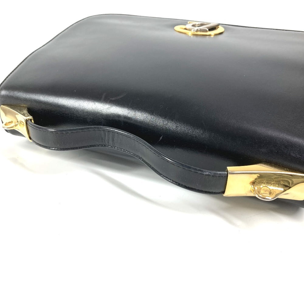 Dior ヴィンテージ CDロゴ カバン フラップ がま口コインケース 財布 小銭入れ ハンドバッグ レザー ユニセックス ブラック