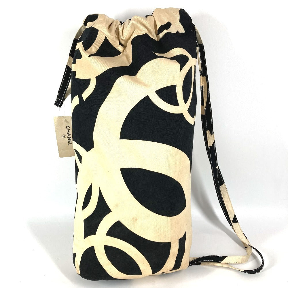 CHANEL CC Coco Mark Drawstring Bag, Shoulder Bag, Cotton, Women's, White