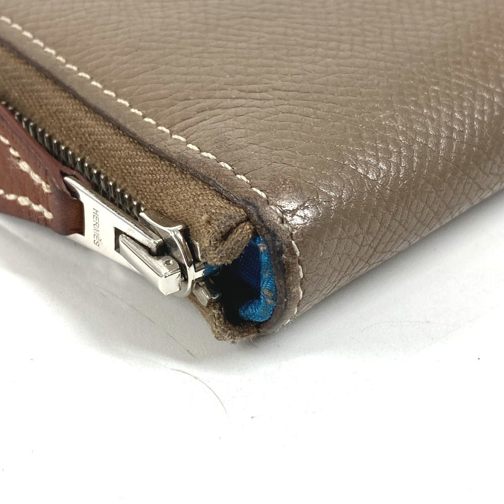 HERMES アザップロング シルクイン アザップロングシルクイン 財布 ロングウォレット ラウンドファスナー 長財布 エプソン ユニセックス エトゥープ グレー