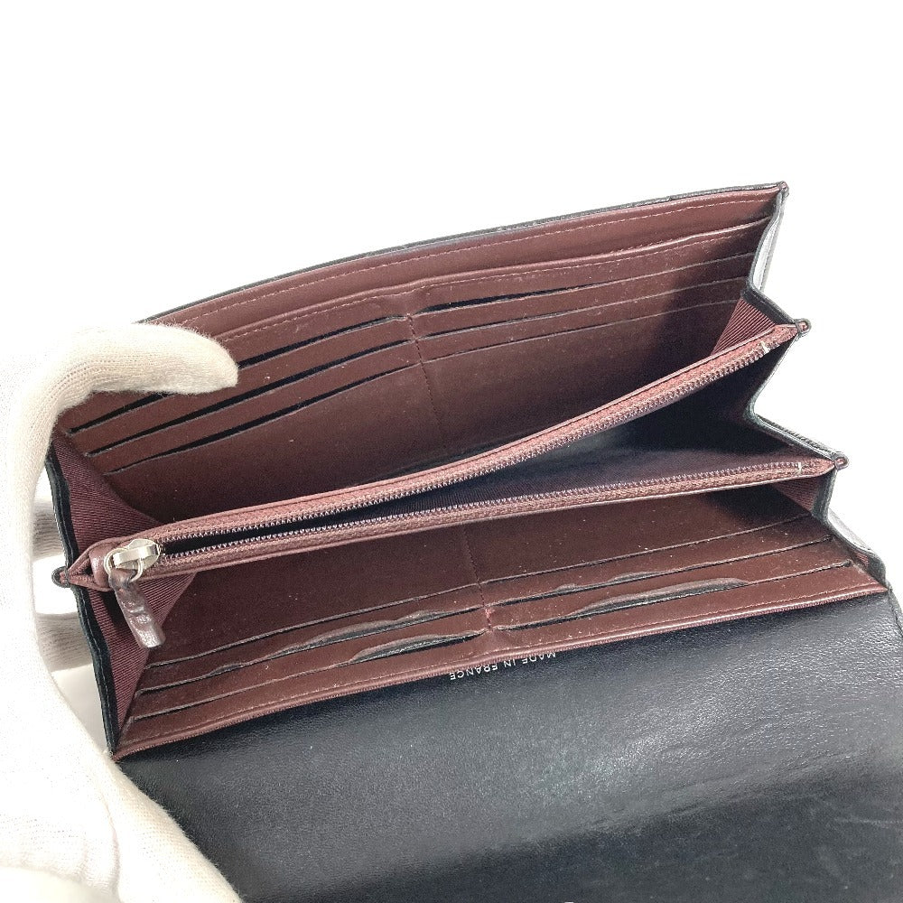 CHANEL CC ココマーク ロゴ マトラッセ キルティング 財布 ロングウォレット フラップ 長財布 ラムスキン ユニセックス ブラック