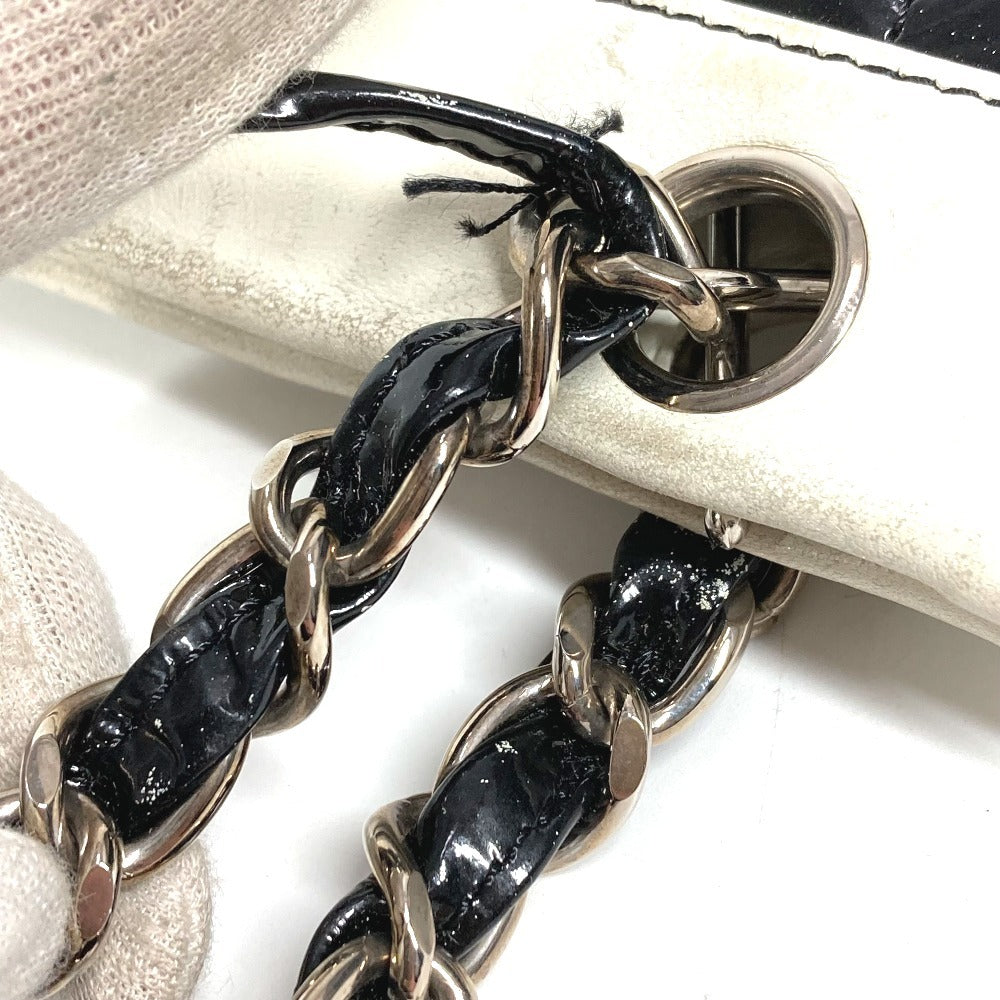 CHANEL Bicolor Logo Chocolate Bar Tote Bag Shoulder Bag W-Chain Bag Shoulder Bag Enamel/Leather Unisex Black