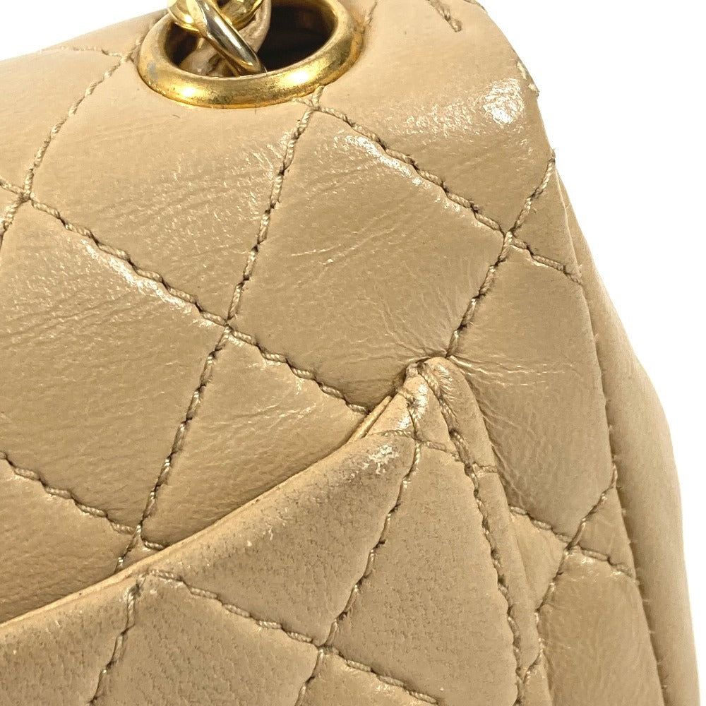 CHANEL キルティング CC ココマーク ロゴ ミニミニ マトラッセ カバン ポーチ バッグチャーム キーホルダー ハンドバッグ ラムスキン ユニセックス ベージュ