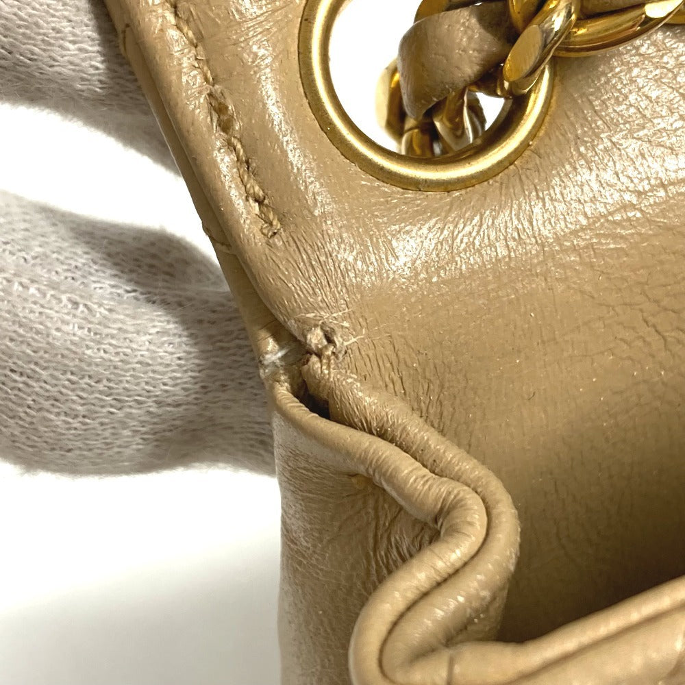 CHANEL キルティング CC ココマーク ロゴ ミニミニ マトラッセ カバン ポーチ バッグチャーム キーホルダー ハンドバッグ ラムスキン ユニセックス ベージュ