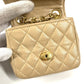 CHANEL キルティング CC ココマーク ロゴ ミニミニ マトラッセ カバン ポーチ バッグチャーム キーホルダー ハンドバッグ ラムスキン ユニセックス ベージュ