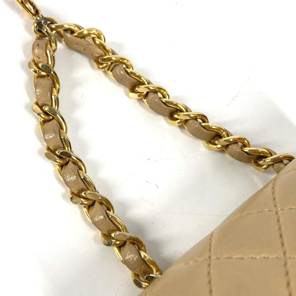 CHANEL キルティング CC ココマーク ロゴ ミニミニ マトラッセ カバン ポーチ バッグチャーム キーホルダー ハンドバッグ ラムスキン ユニセックス ベージュ