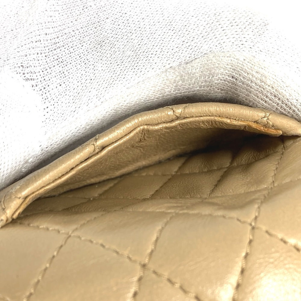 CHANEL キルティング CC ココマーク ロゴ ミニミニ マトラッセ カバン ポーチ バッグチャーム キーホルダー ハンドバッグ ラムスキン ユニセックス ベージュ