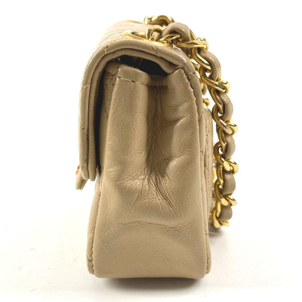CHANEL Quilted CC Coco Mark Logo Mini Mini Matelasse Bag Pouch Bag Charm Key Holder Handbag Lambskin Unisex Beige