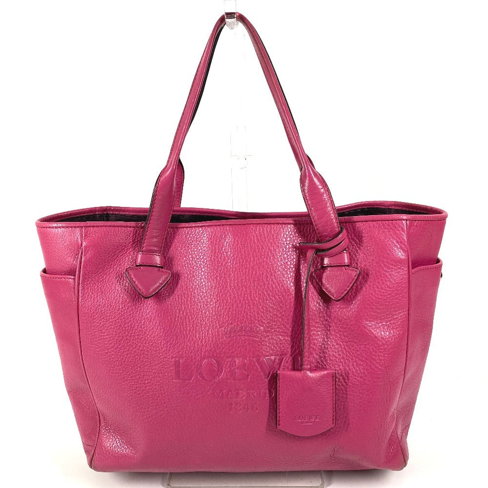 LOEWE ロゴ ヘリテージ トートバッグ カバン 肩掛け ショルダーバッグ レザー ユニセックス ピンク