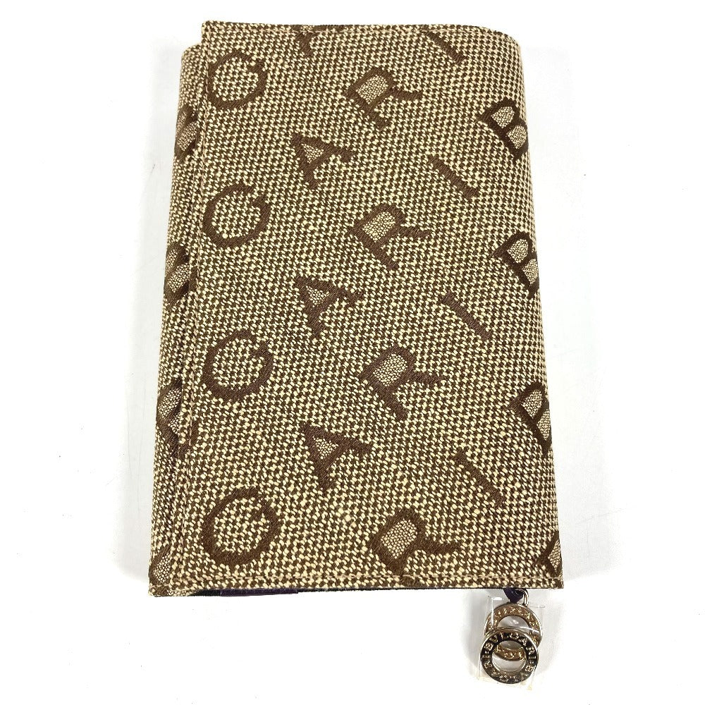 BVLGARI 総ロゴ ブックカバー 3つ折り 本 ステーショナリー 手帳カバー レザー/キャンバス ユニセックス ベージュ
