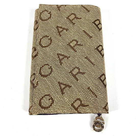 BVLGARI 総ロゴ ブックカバー 3つ折り 本 ステーショナリー 手帳カバー レザー/キャンバス ユニセックス ベージュ