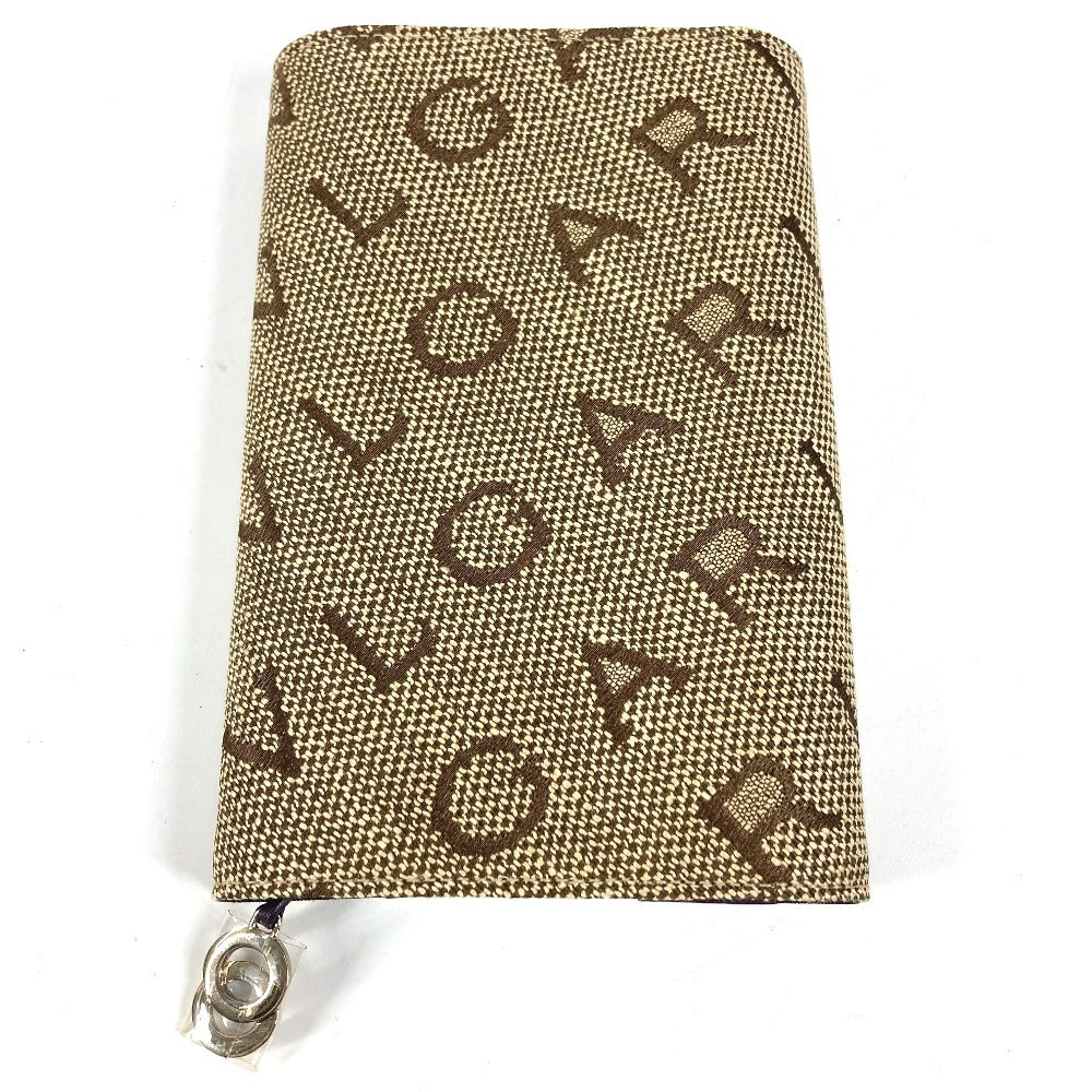 BVLGARI 総ロゴ ブックカバー 3つ折り 本 ステーショナリー 手帳カバー レザー/キャンバス ユニセックス ベージュ
