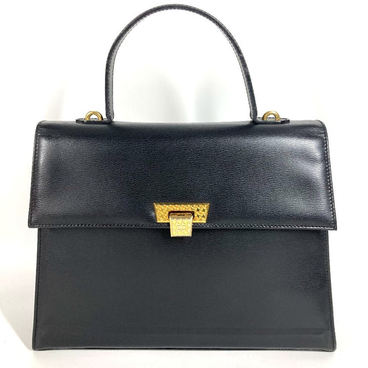 Dior ヴィンテージ CDロゴ ツイードロゴ カバン フラップ ハンドバッグ レザー ユニセックス ブラック