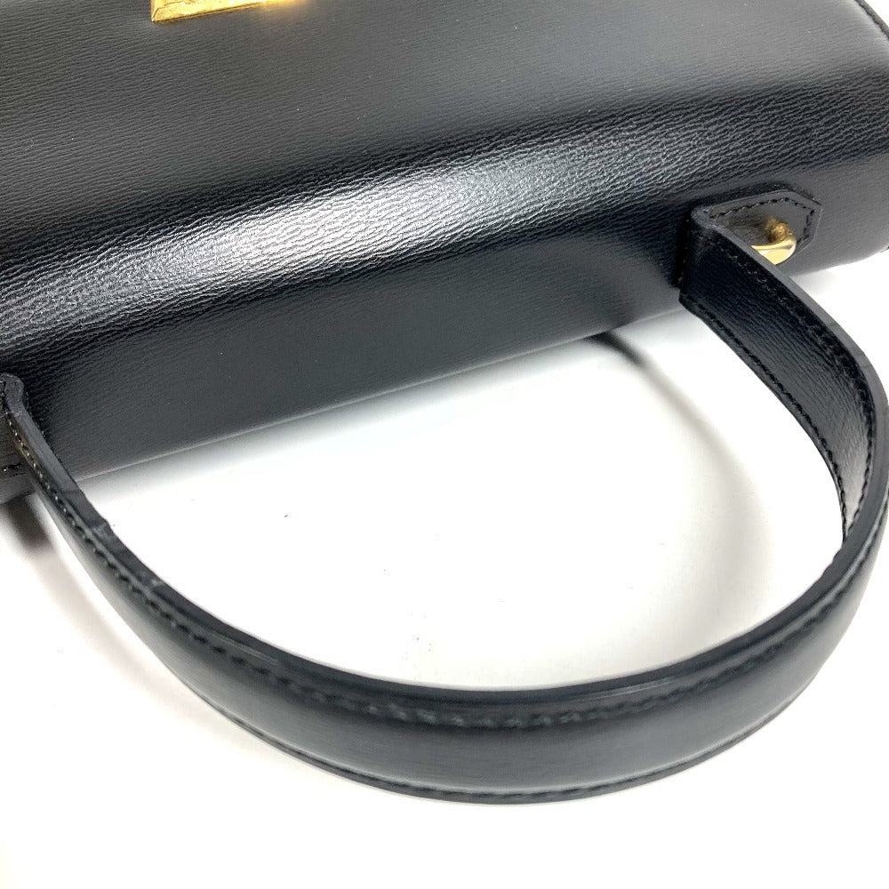 Dior Vintage CD Logo Tweed Logo Bag Flap Handbag Leather Unisex Black