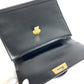 Dior Vintage CD Logo Tweed Logo Bag Flap Handbag Leather Unisex Black