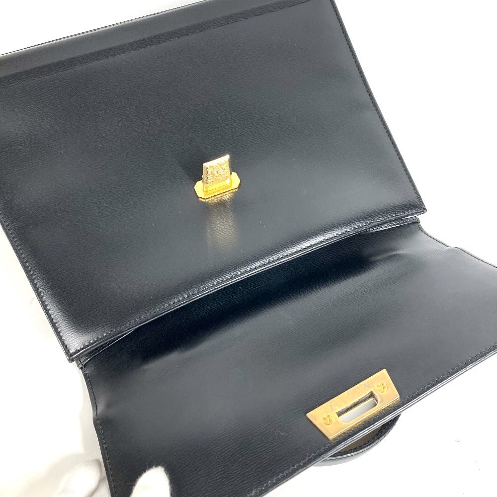 Dior Vintage CD Logo Tweed Logo Bag Flap Handbag Leather Unisex Black