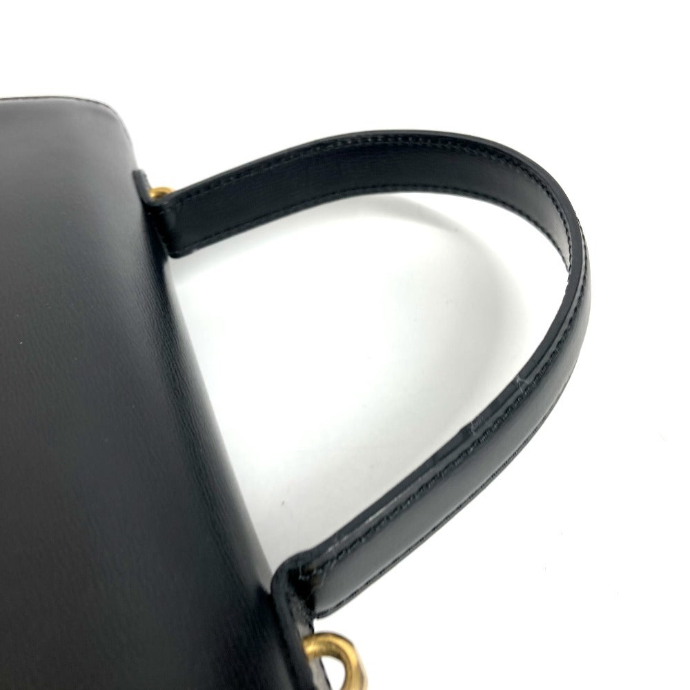 Dior Vintage CD Logo Tweed Logo Bag Flap Handbag Leather Unisex Black