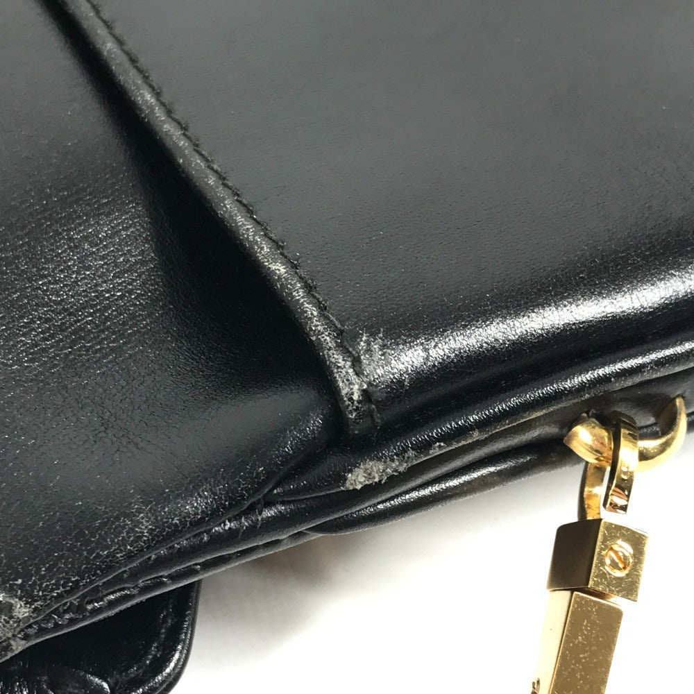 GUCCI 004 056 ヴィンテージ ロゴ 斜め掛け ポシェット カバン ショルダーバッグ レザー ユニセックス ブラック