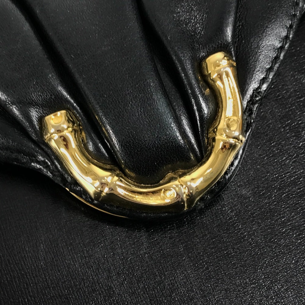 GUCCI 004 056 ヴィンテージ ロゴ 斜め掛け ポシェット カバン ショルダーバッグ レザー ユニセックス ブラック