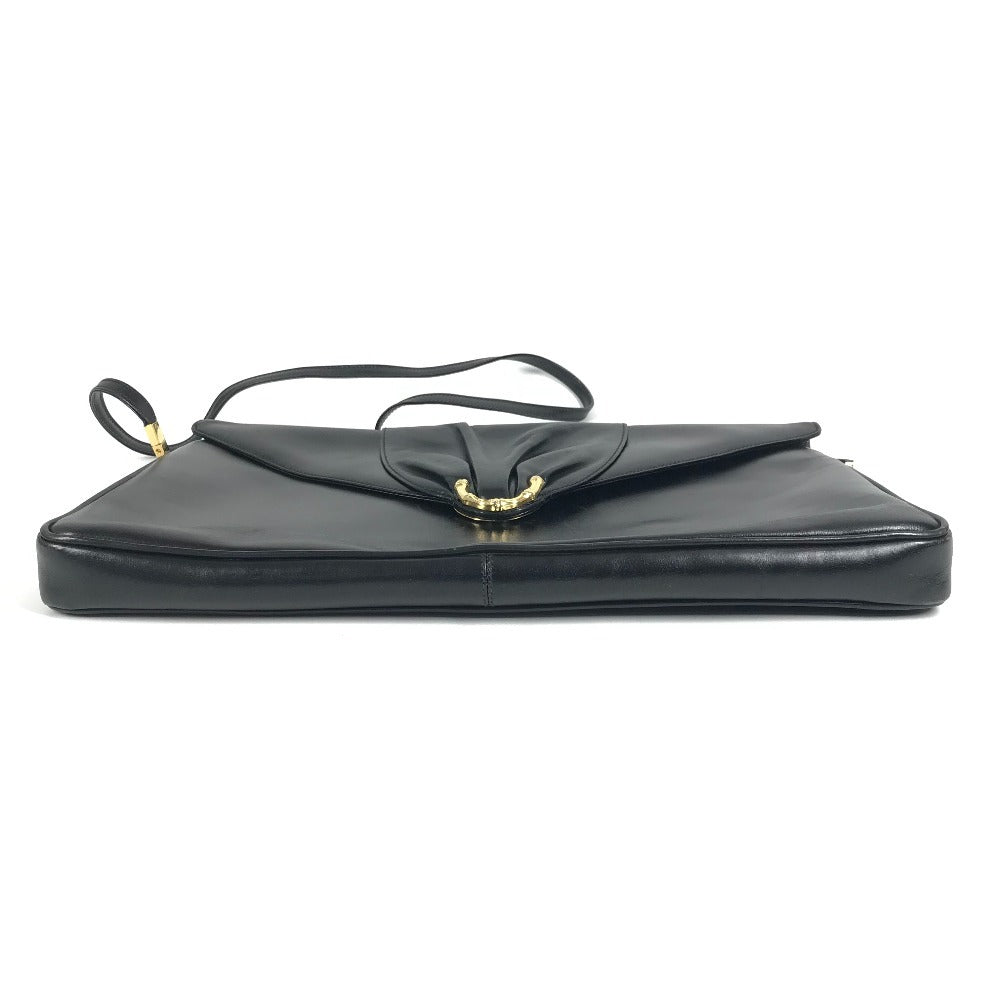 GUCCI 004 056 ヴィンテージ ロゴ 斜め掛け ポシェット カバン ショルダーバッグ レザー ユニセックス ブラック