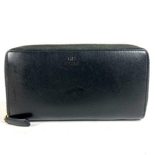 GUCCI 547591 ロゴ ロングウォレット ラウンドファスナー 長財布 レザー ユニセックス ブラック