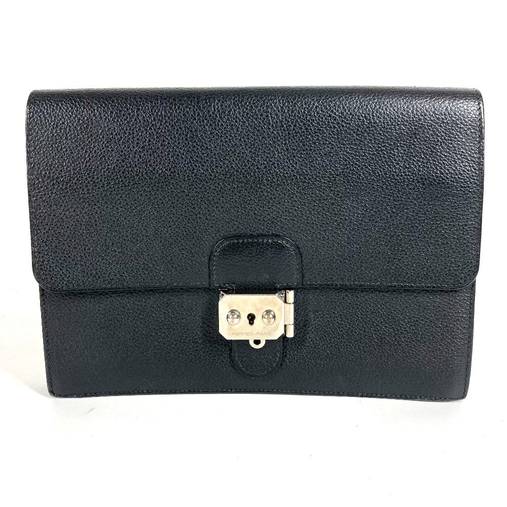 HERMES ヴィンテージ ポシェットジェット セカンドバッグ フラップ カバン ポーチ クラッチバッグ レザー ユニセックス ブラック