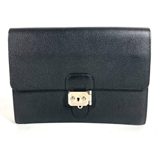 HERMES ヴィンテージ ポシェットジェット セカンドバッグ フラップ カバン ポーチ クラッチバッグ レザー ユニセックス ブラック