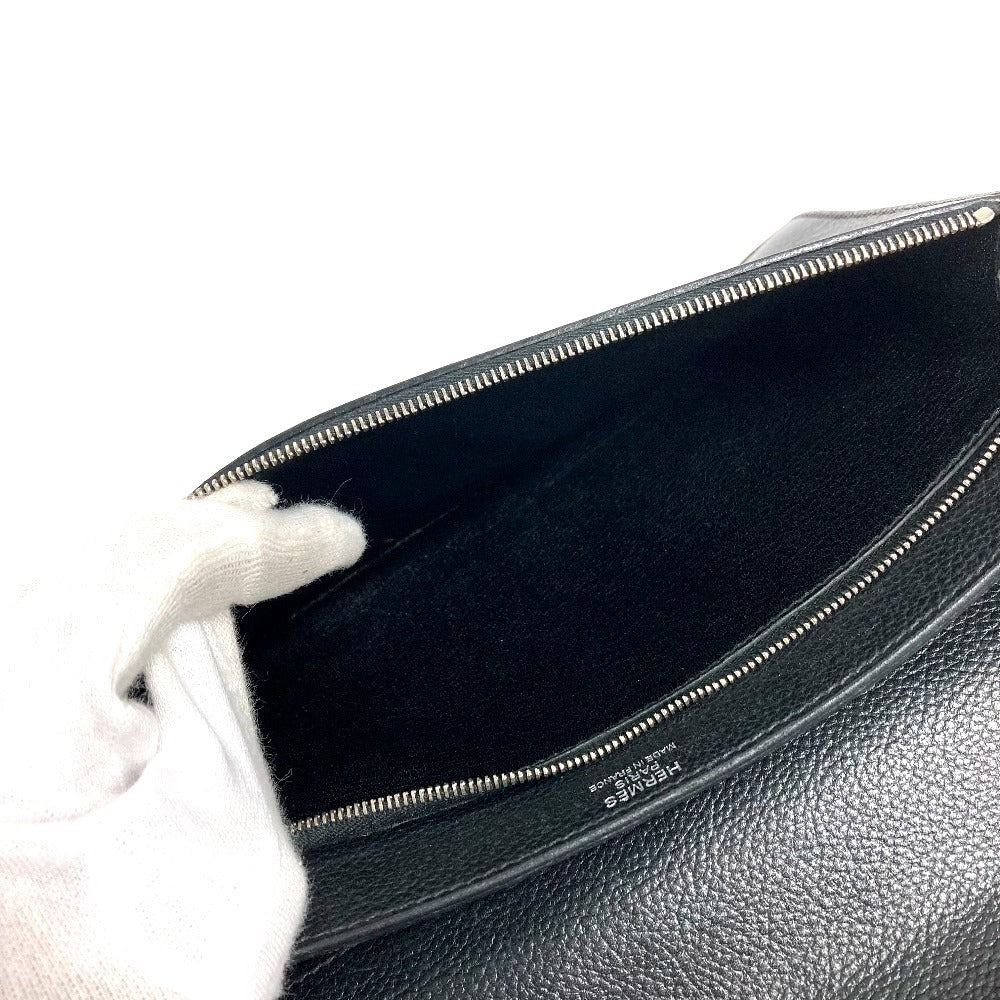 HERMES ヴィンテージ ポシェットジェット セカンドバッグ フラップ カバン ポーチ クラッチバッグ レザー ユニセックス ブラック