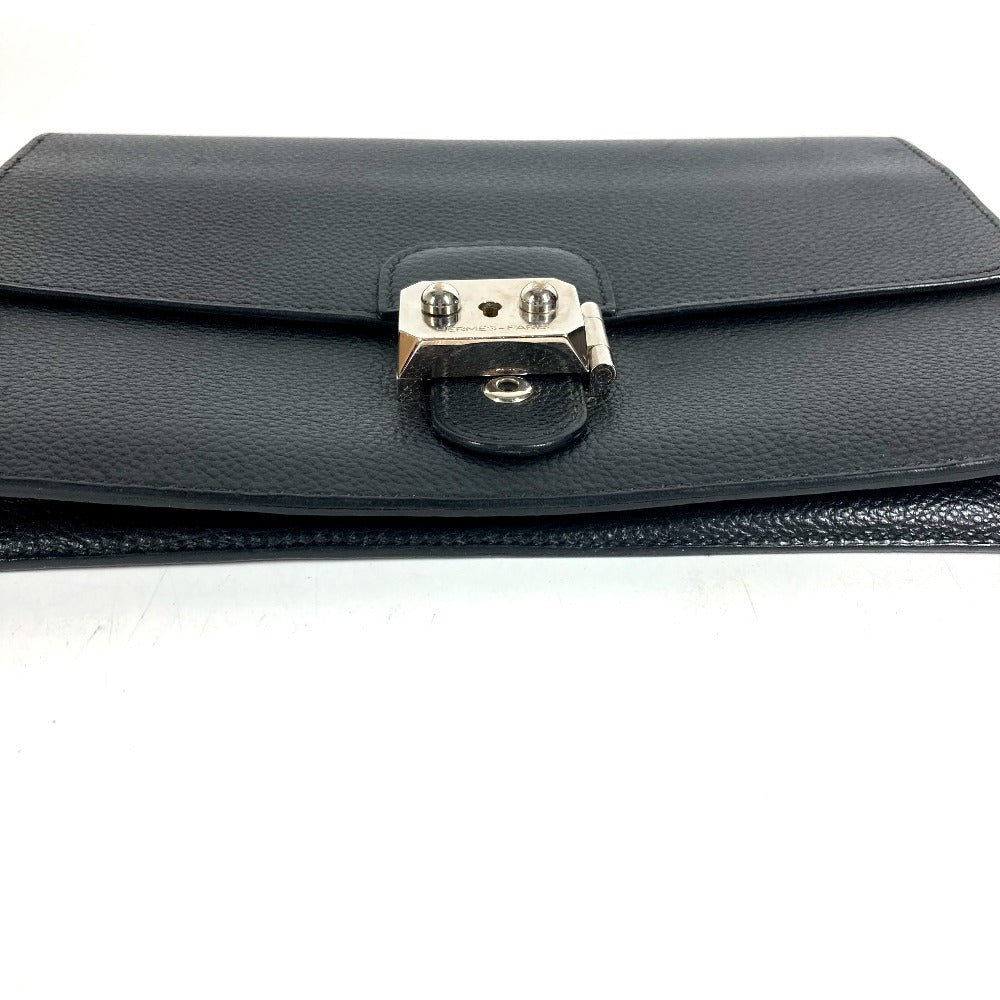 HERMES ヴィンテージ ポシェットジェット セカンドバッグ フラップ カバン ポーチ クラッチバッグ レザー ユニセックス ブラック