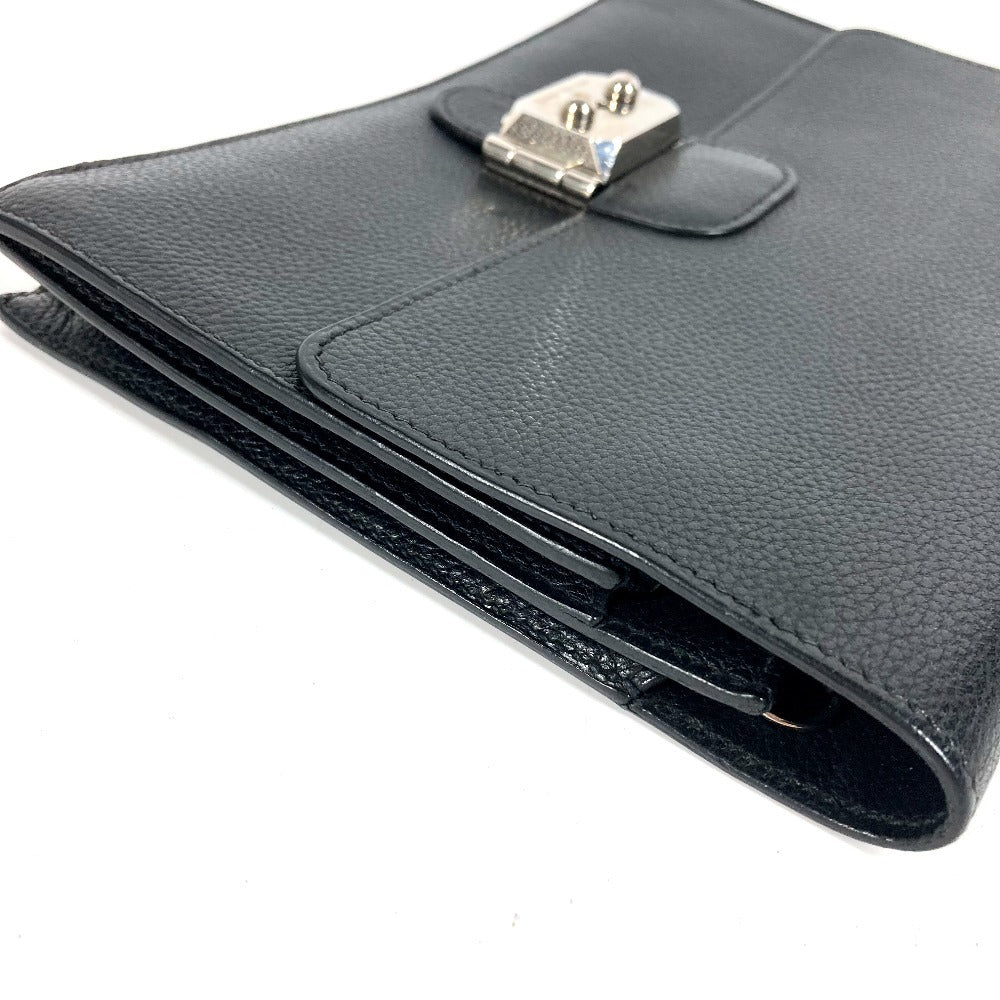 HERMES ヴィンテージ ポシェットジェット セカンドバッグ フラップ カバン ポーチ クラッチバッグ レザー ユニセックス ブラック