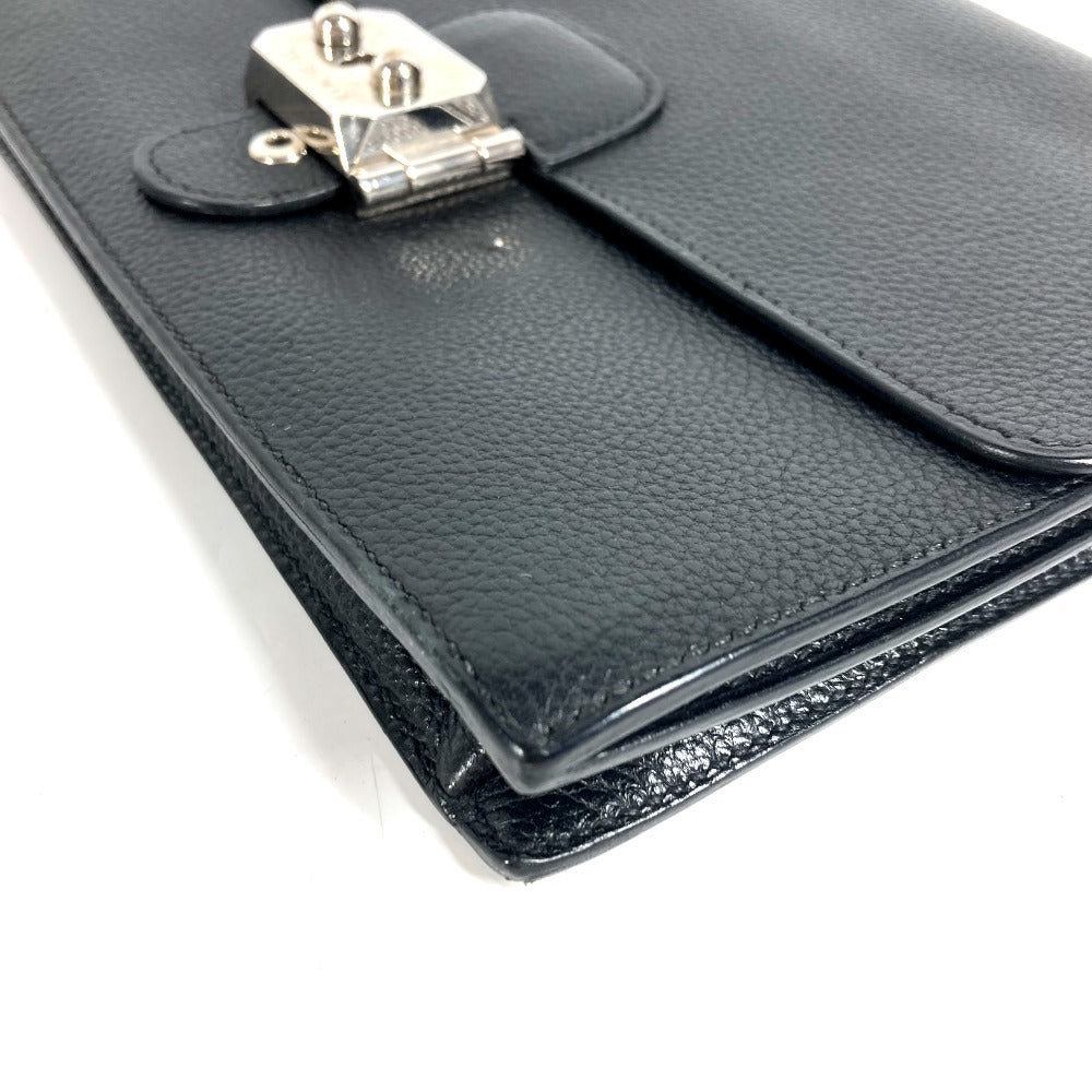 HERMES ヴィンテージ ポシェットジェット セカンドバッグ フラップ カバン ポーチ クラッチバッグ レザー ユニセックス ブラック