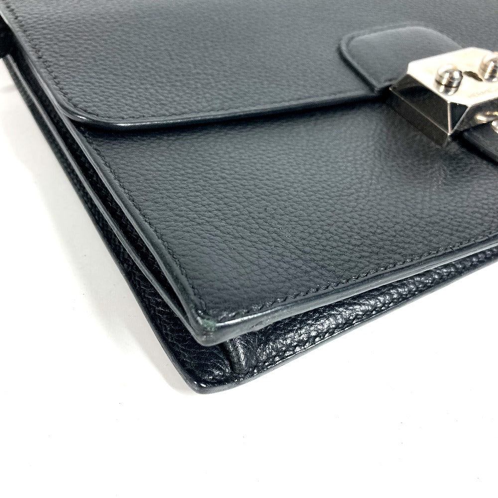 HERMES ヴィンテージ ポシェットジェット セカンドバッグ フラップ カバン ポーチ クラッチバッグ レザー ユニセックス ブラック