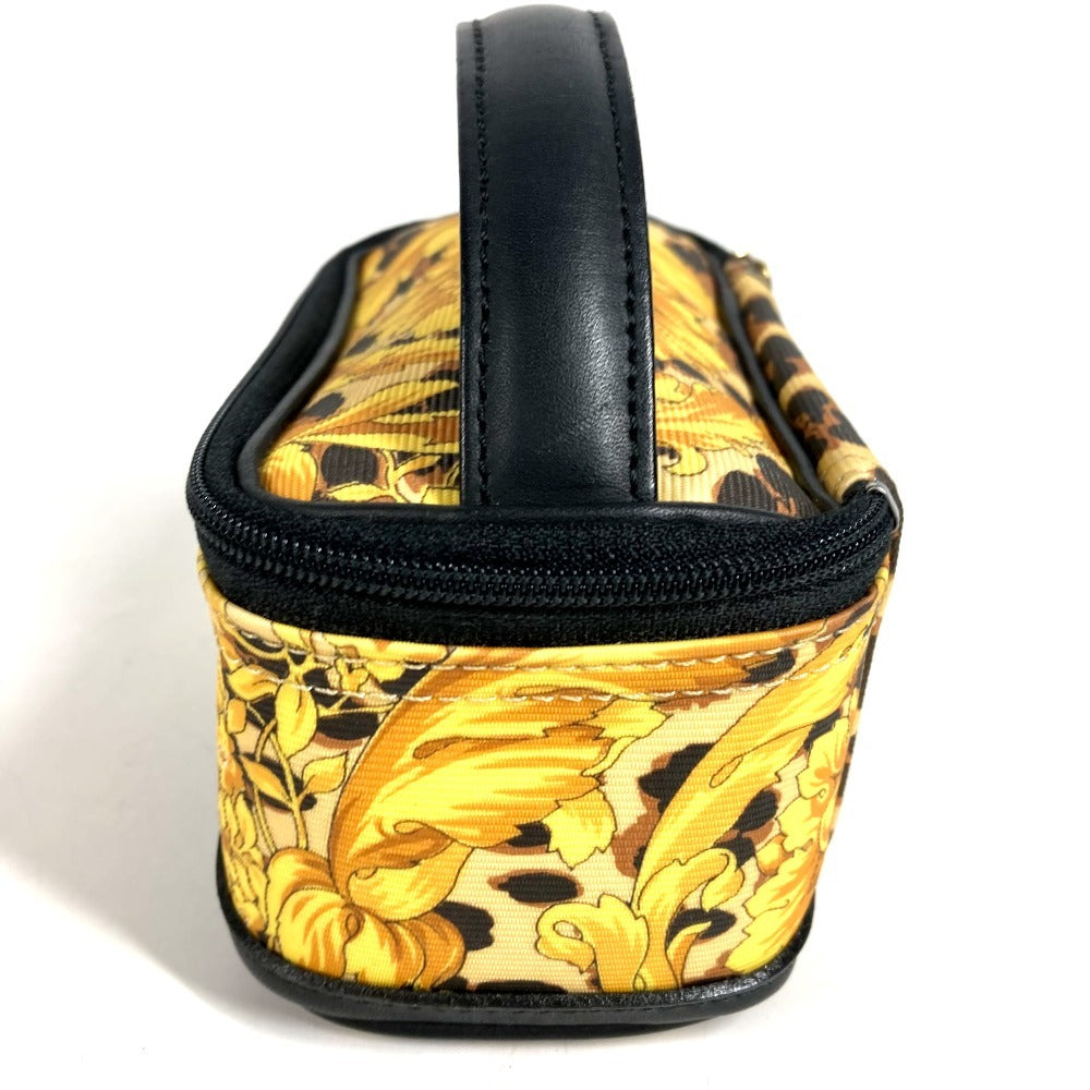 VERSACE レオパード 豹 ヒョウ ヴィンテージ バニティバッグ ミニ マルチポーチ 化粧ポーチ メイクポーチ パイル ポーチ PVC/レザー ユニセックス イエロー