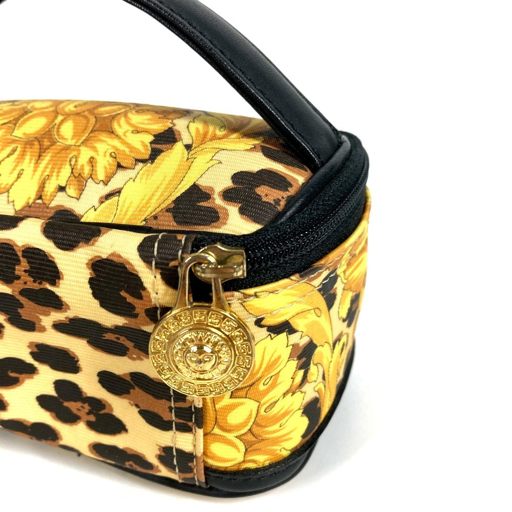 VERSACE レオパード 豹 ヒョウ ヴィンテージ バニティバッグ ミニ マルチポーチ 化粧ポーチ メイクポーチ パイル ポーチ PVC/レザー ユニセックス イエロー