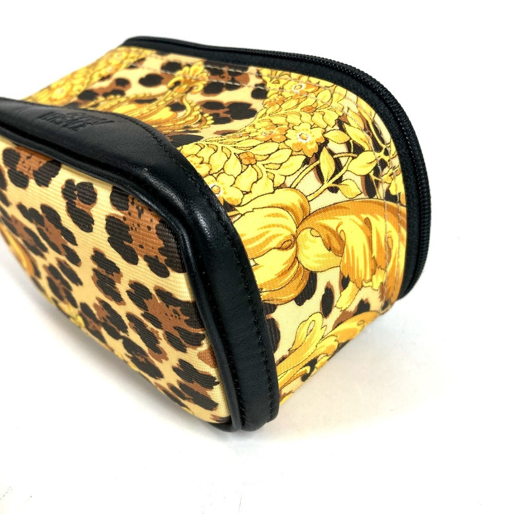 VERSACE レオパード 豹 ヒョウ ヴィンテージ バニティバッグ ミニ マルチポーチ 化粧ポーチ メイクポーチ パイル ポーチ PVC/レザー ユニセックス イエロー