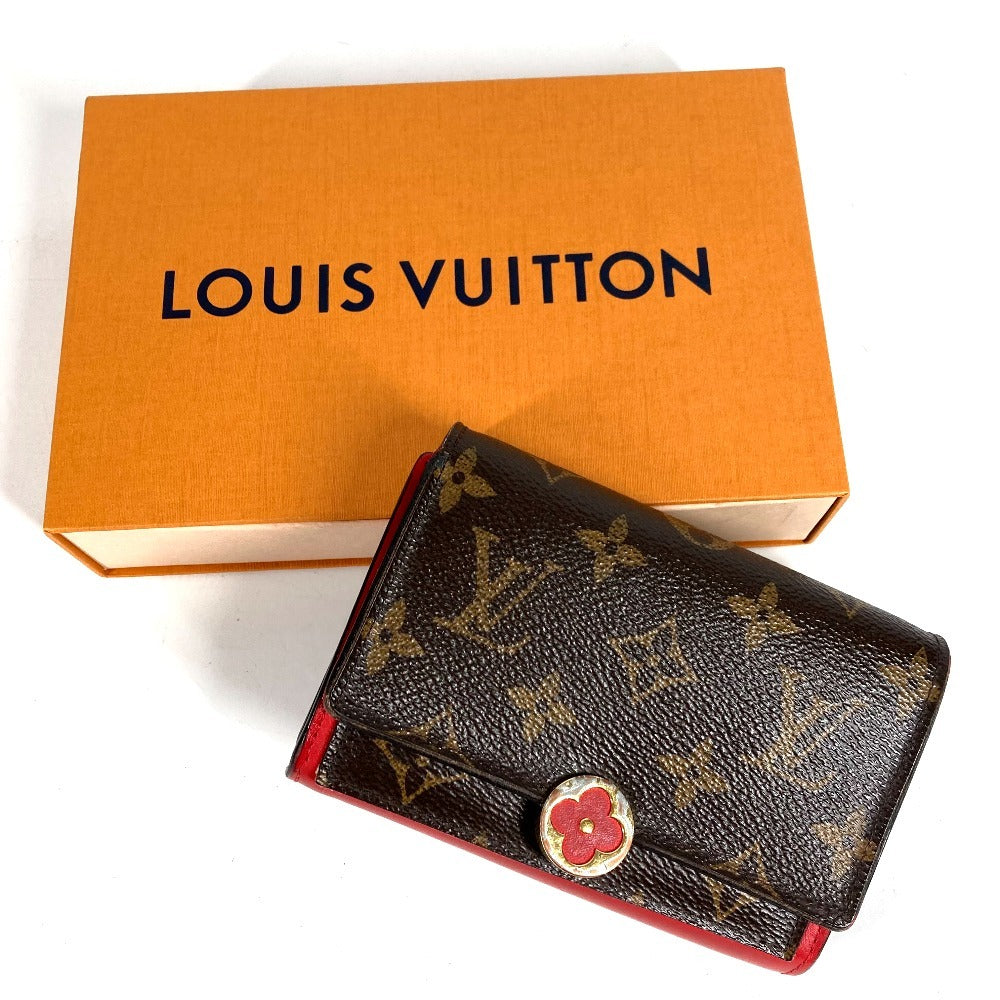 LOUIS VUITTON M64587 モノグラム ポルトフォイユフロールコンパクト コンパクトウォレット 2つ折り財布 モノグラムキャンバス レディース レッド