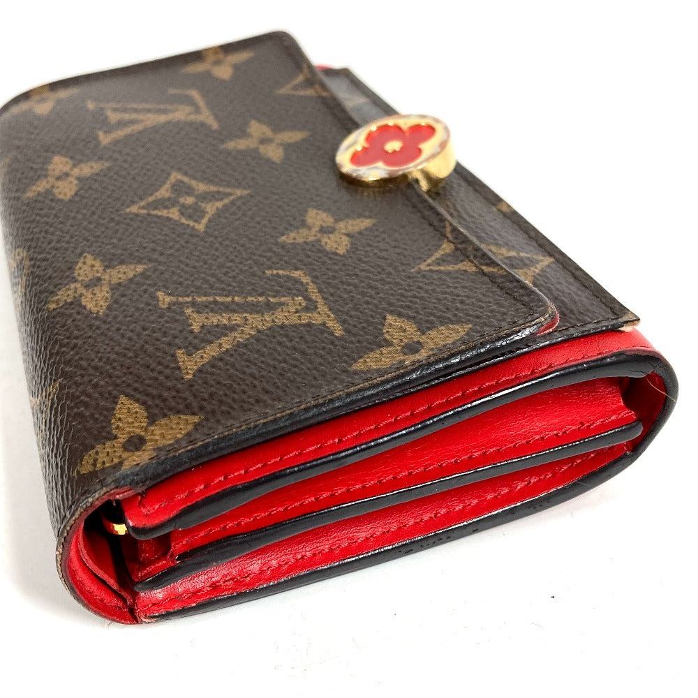 LOUIS VUITTON M64587 モノグラム ポルトフォイユフロールコンパクト コンパクトウォレット 2つ折り財布 モノグラムキャンバス レディース レッド