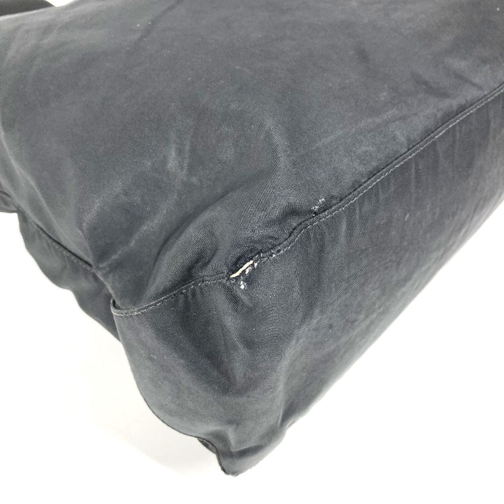PRADA Triangle Logo Plate Tote Bag Handbag Nylon Unisex Black