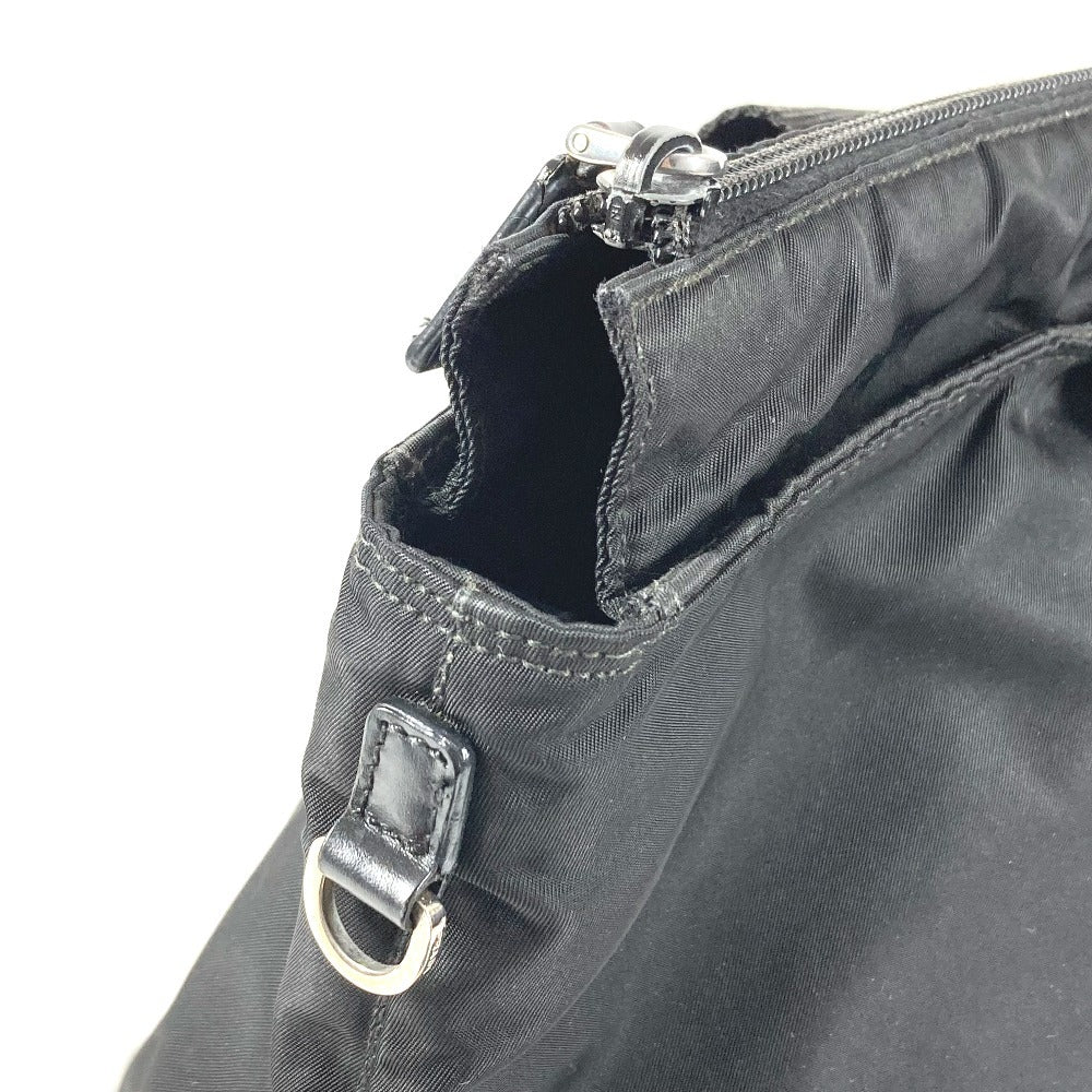 PRADA Triangle Logo Plate Tote Bag Handbag Nylon Unisex Black