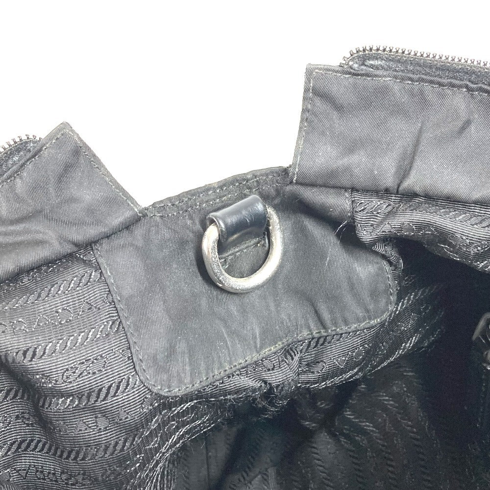 PRADA Triangle Logo Plate Tote Bag Handbag Nylon Unisex Black