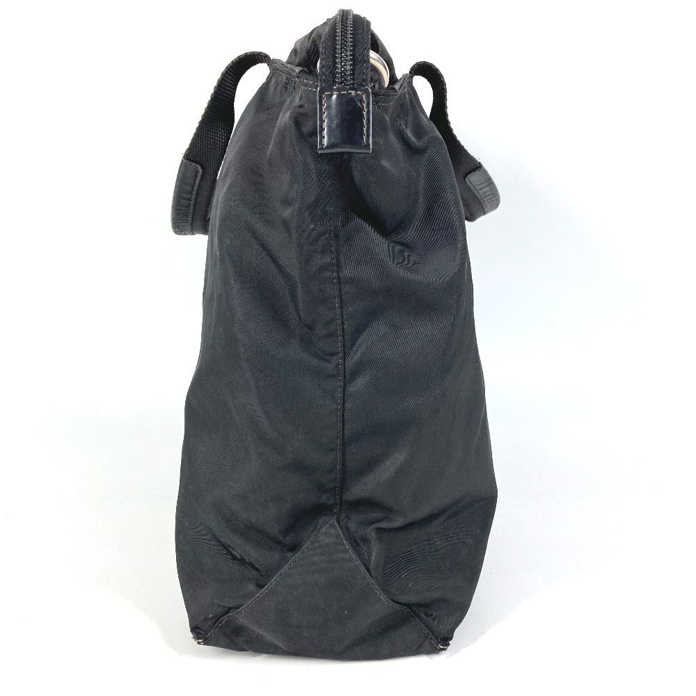 PRADA Triangle Logo Plate Tote Bag Handbag Nylon Unisex Black