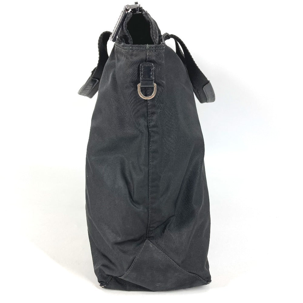 PRADA Triangle Logo Plate Tote Bag Handbag Nylon Unisex Black