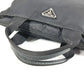 PRADA Triangle Logo Plate Tote Bag Handbag Nylon Unisex Black