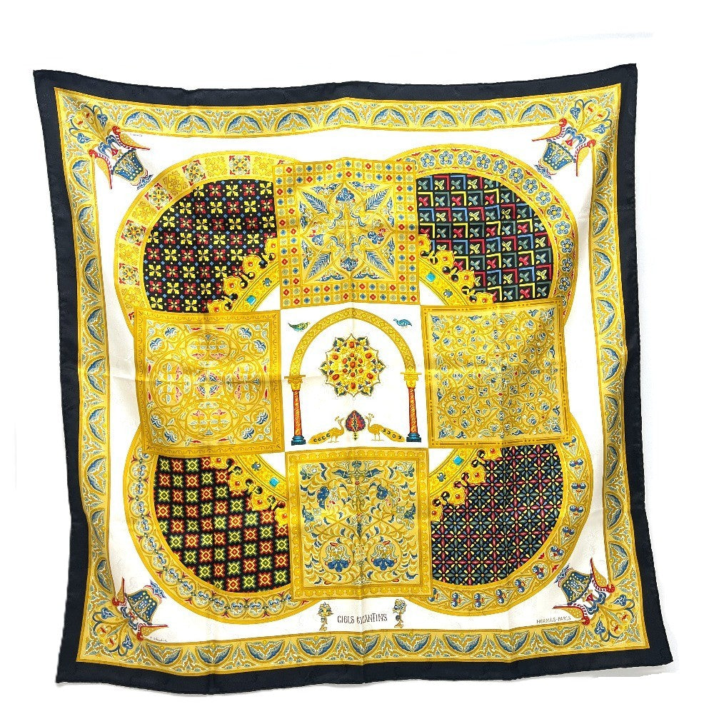 HERMES CIELS BYZANTINS ビザンチンの空 カレ90 カレ 90 カレ アパレル小物 スカーフ シルク ユニセックス ホワイト