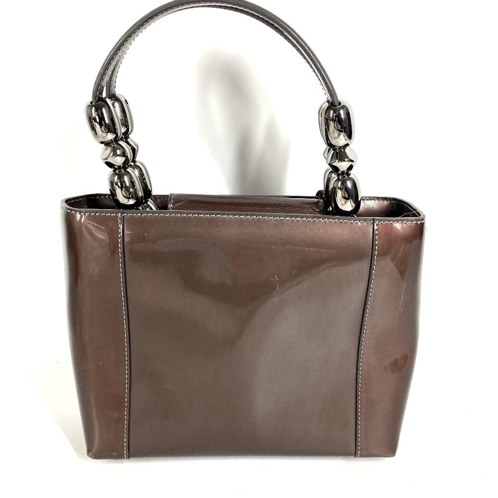 Dior ヴィンテージ マリスパール ロゴ カバン ハンドバッグ パテントレザー ユニセックス ブラウン系