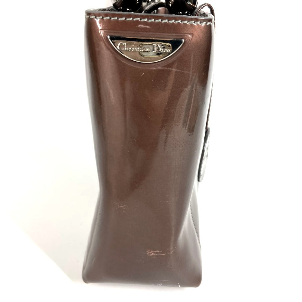 Dior ヴィンテージ マリスパール ロゴ カバン ハンドバッグ パテントレザー ユニセックス ブラウン系
