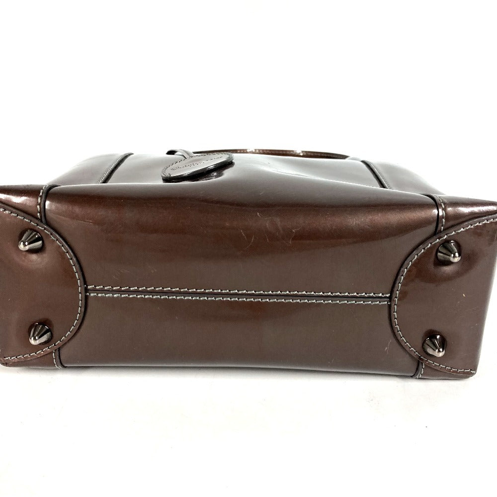 Dior ヴィンテージ マリスパール ロゴ カバン ハンドバッグ パテントレザー ユニセックス ブラウン系