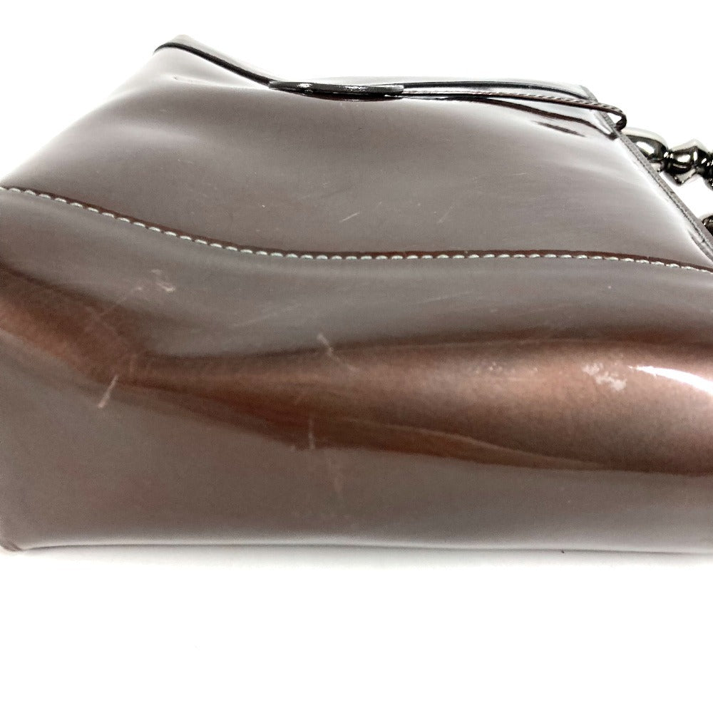 Dior ヴィンテージ マリスパール ロゴ カバン ハンドバッグ パテントレザー ユニセックス ブラウン系