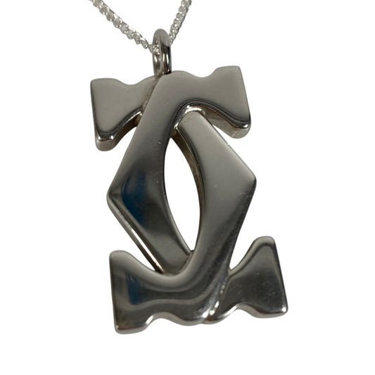 CARTIER ロゴ チャーム ネックレス チェーン アクセサリー ペンダントトップ メタル ユニセックス シルバー