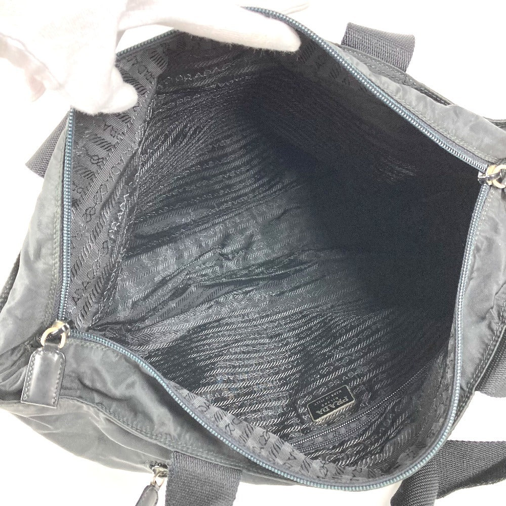 PRADA B5877F Triangle Logo Plate Shoulder Bag Tote Bag Nylon Unisex Black